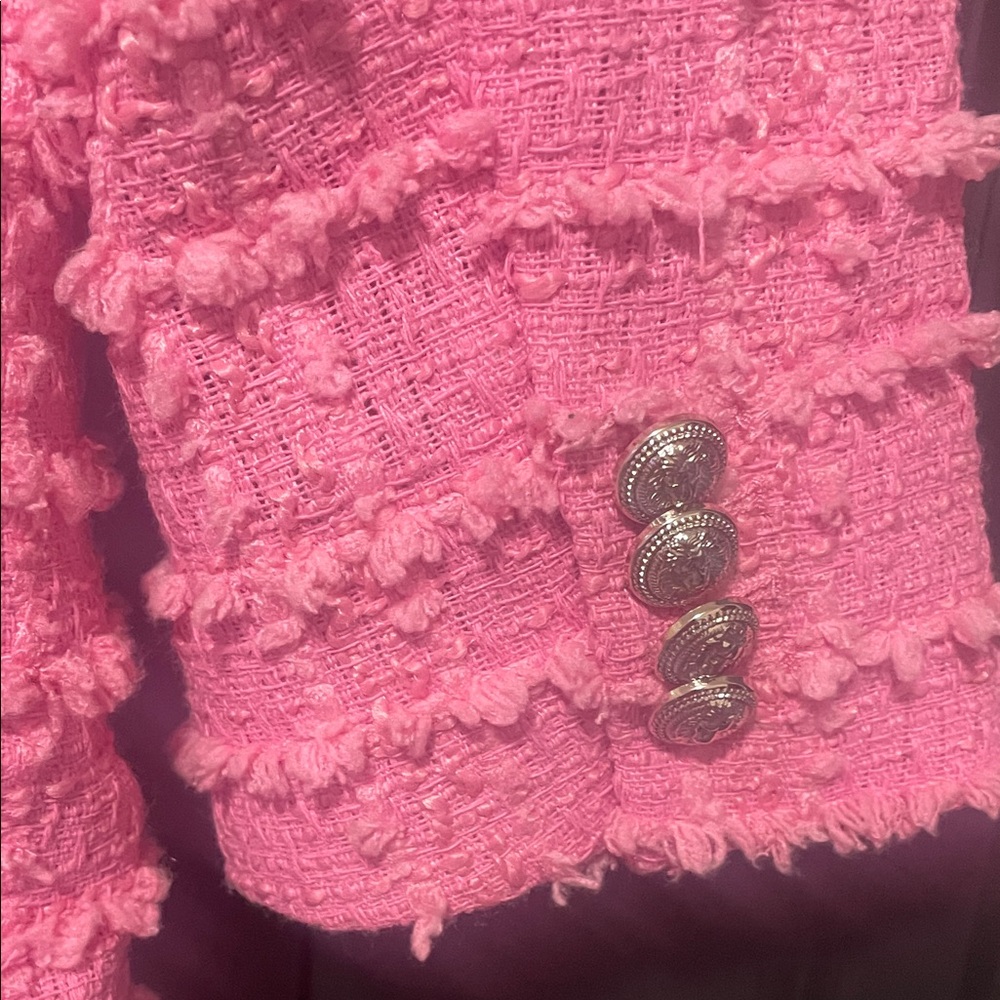 H&M Vibrant Bubble Gum Pink Textured Blazer - Picture 9 of 9